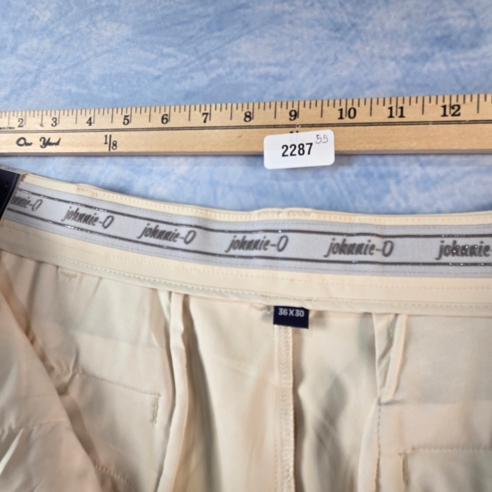 Johnnie-O Mens Performance Golf Pants Stone Beige 36x30 Stretch Trousers NEW - Picture 2 of 9